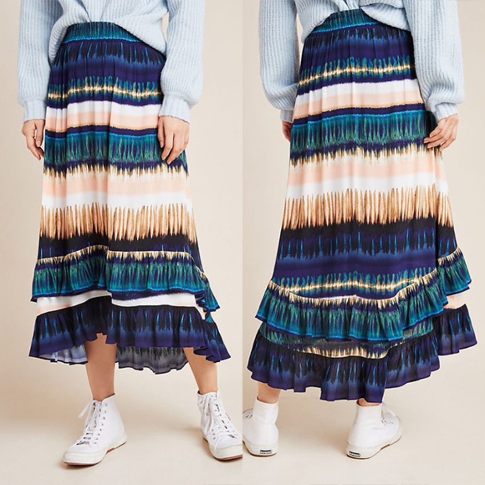 Anthropologie Patrizia Ruffled Maxi Skirt